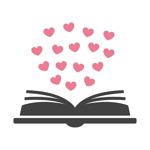 Open Book With Hearts Front View