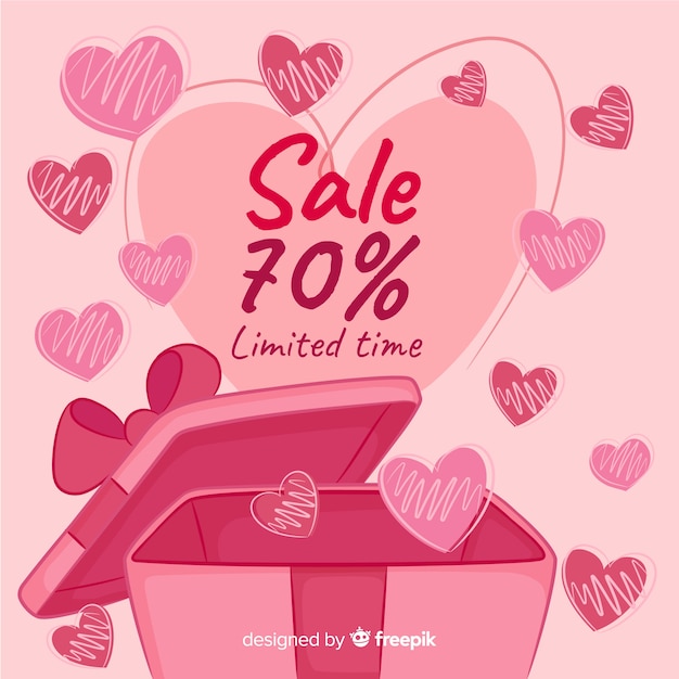 Open gift box valentine sale background