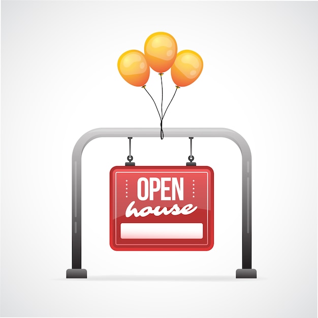 Free Vector open house sign with balloons