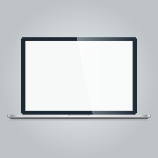 Free Vector open modern laptop with blank screen isolated on white