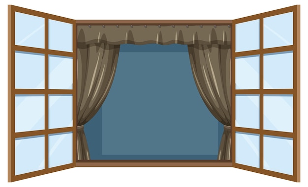 Free vector open window with curtains