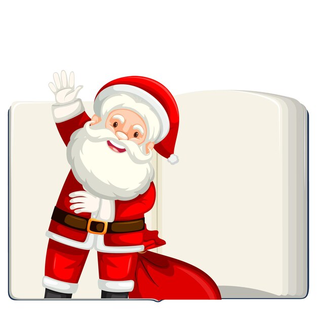 Opened blank book with Santa Claus