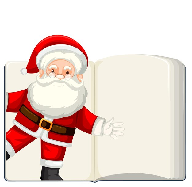 Opened blank book with Santa Claus