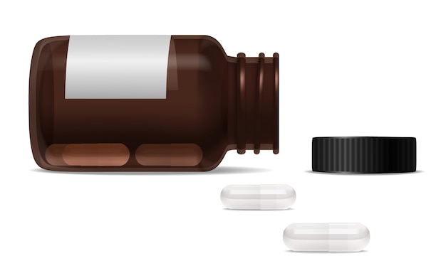 Free vector opened glass bottle for pills