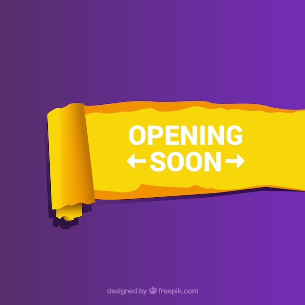 Opening soon background with paper sign