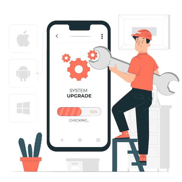 Operating system upgrade concept illustration