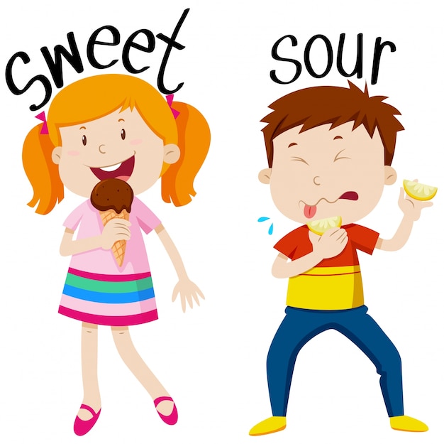 Free Vector opposite adjectives with sweet and sour