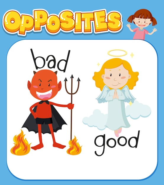 Free vector opposite words for bad and good