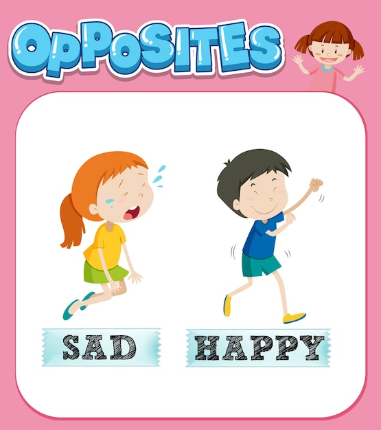 Opposite words for sad and happy