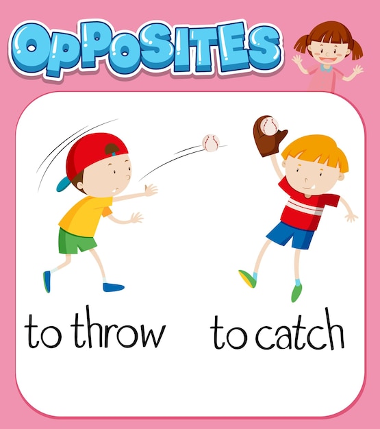 Opposite words for to throw and to catch