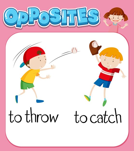 Opposite words for to throw and to catch