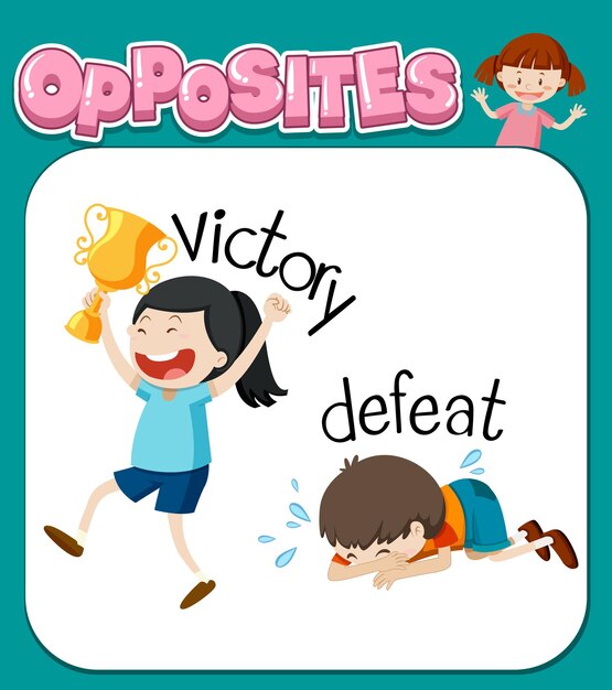 Opposite words for victory and defeat