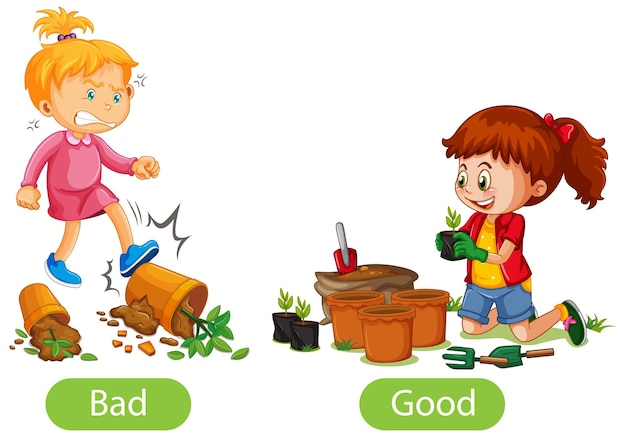 Free Vector opposite words with bad and good