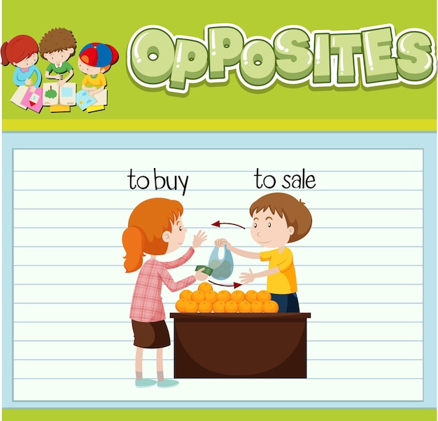 Free Vector opposite words with pictures for kids