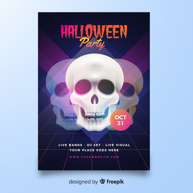 Optic game with skull halloween poster template