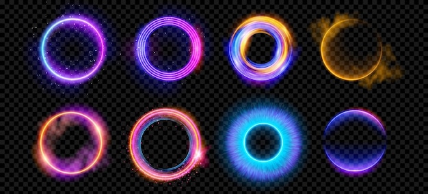 Optical halo flares with neon light vector effect