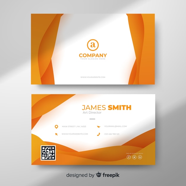 Orange abstract business card template