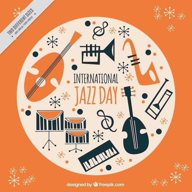 Free vector orange background of jazz instruments