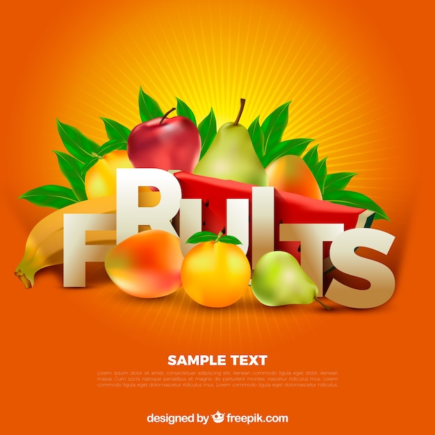 Free vector orange background with fruits in realistic design