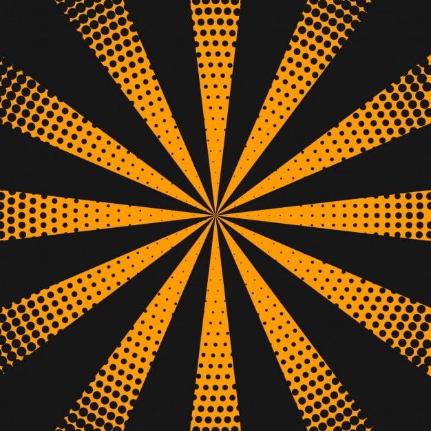 Free Vector orange background with halftone dots and sunbeams