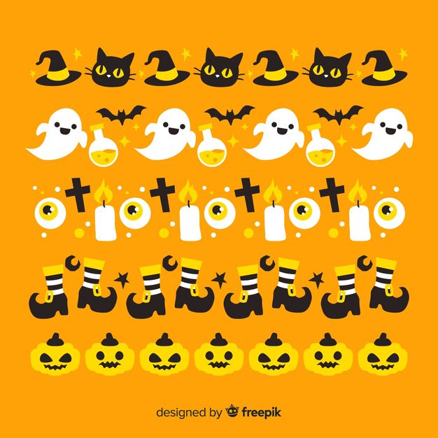 Orange background with halloween border collection