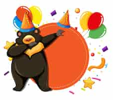 Free vector orange bear birthday template card