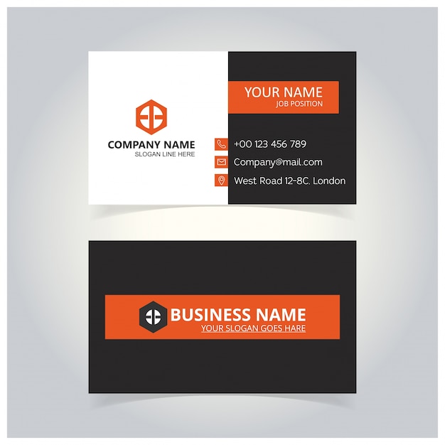 Orange and black business card template