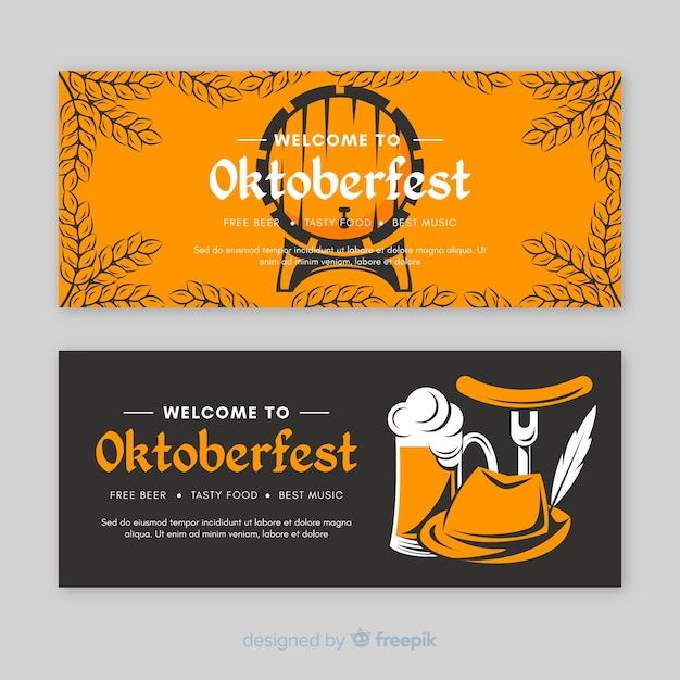 Orange and black oktoberfest banners