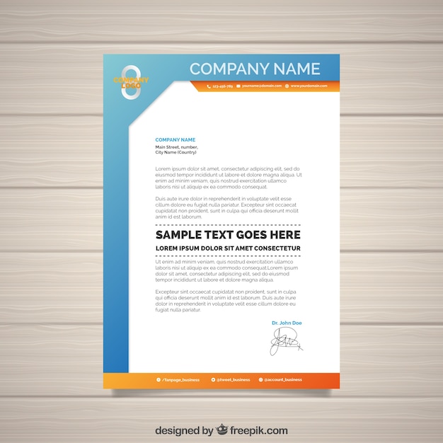 Orange and blue business document