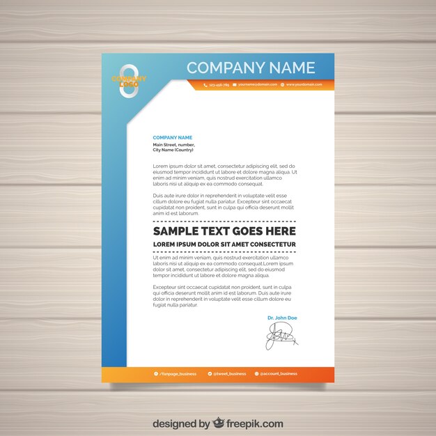 Orange and blue business document