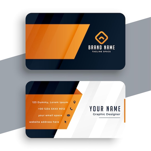 Orange business card modern template design