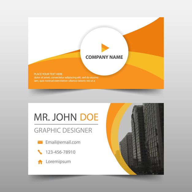 Orange business card with modern shapes