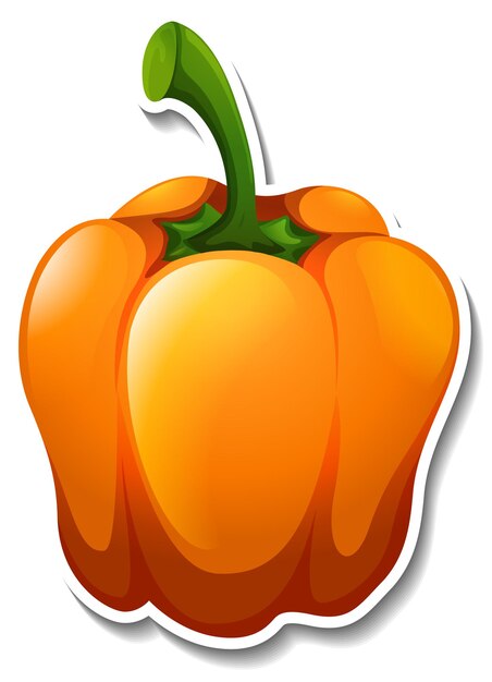 Orange capsicum sticker on white background