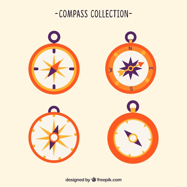 Free Vector orange compass pack