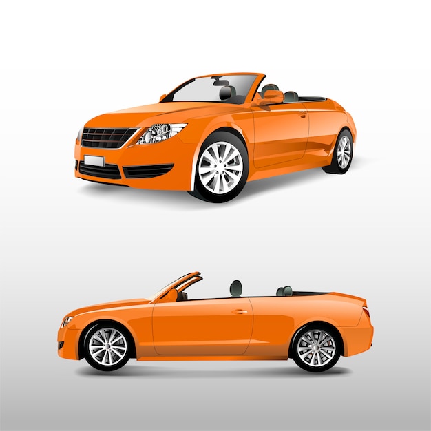 Free Vector orange convertible car isolated on white vector