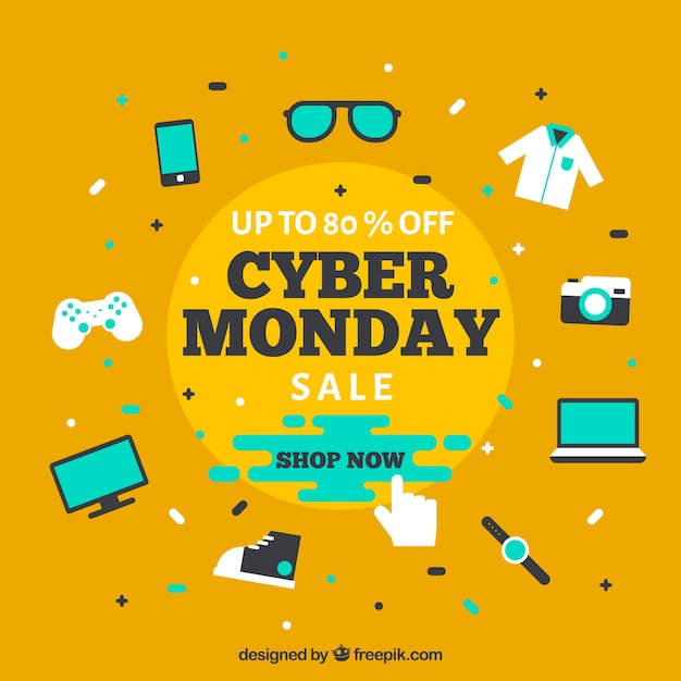 Orange cyber monday design in flat style