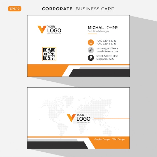 Orange elegant corporate  business card