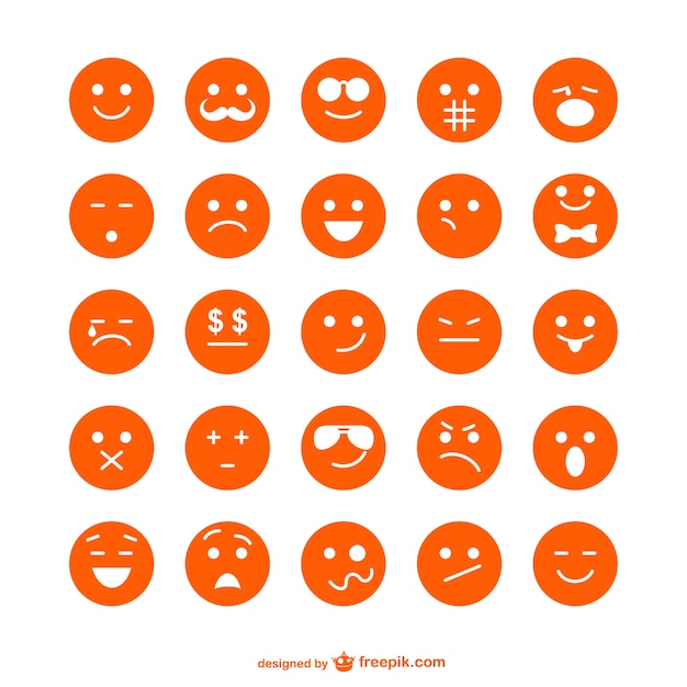 Free Vector orange emoticons collection