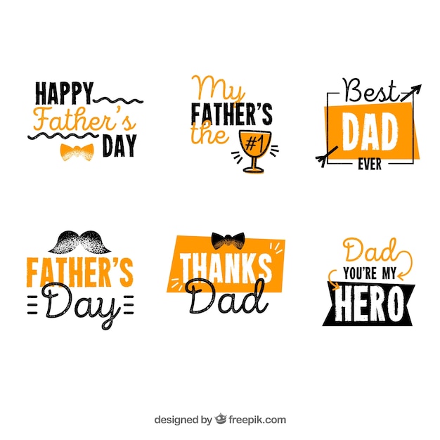 Free Vector orange fathers day label collection