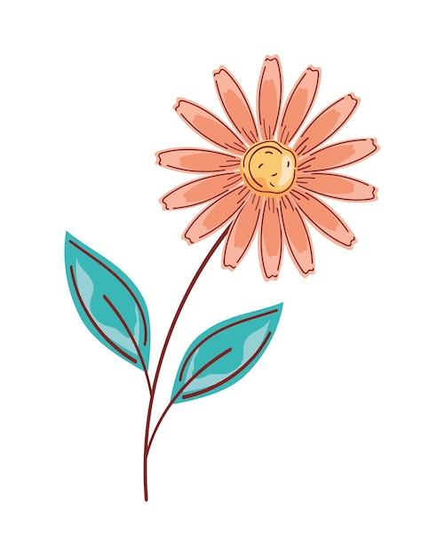 Free Vector orange flower with leafs