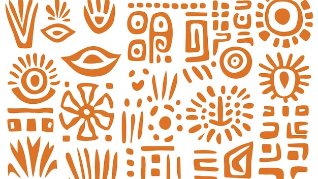 Free Vector orange geometric tribal designs