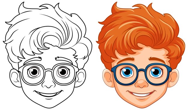 Orange hair boy wearing glasses head