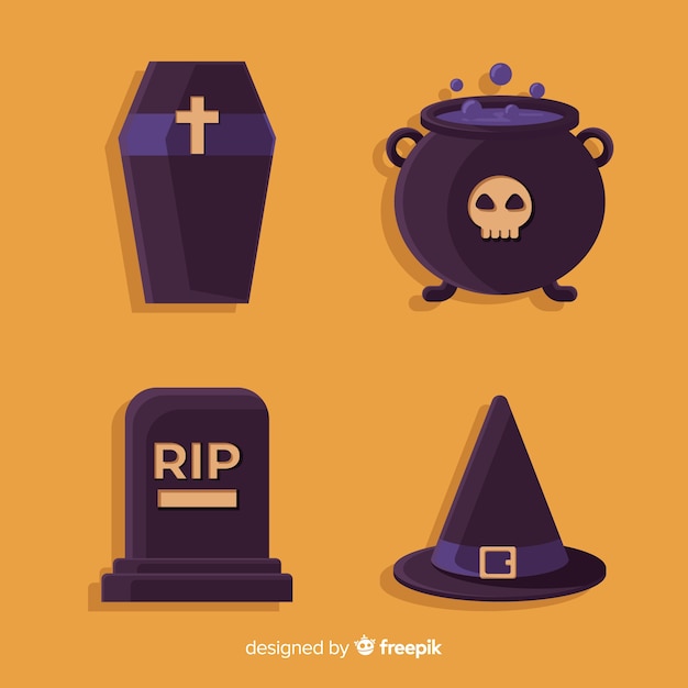 Free Vector orange halloween elements collection