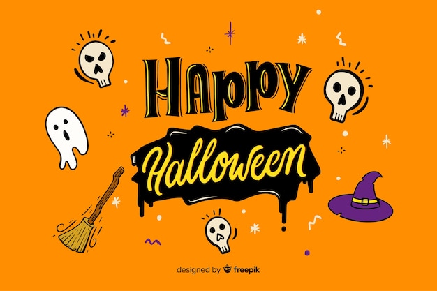 Orange happy halloween lettering