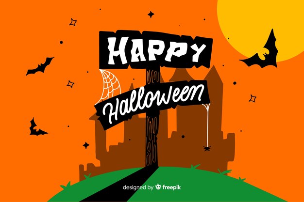 Orange happy halloween lettering