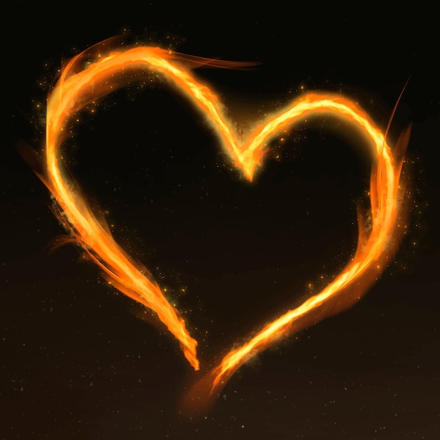 Free Vector orange heart fire frame