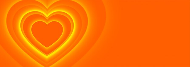 Orange hearts banner background