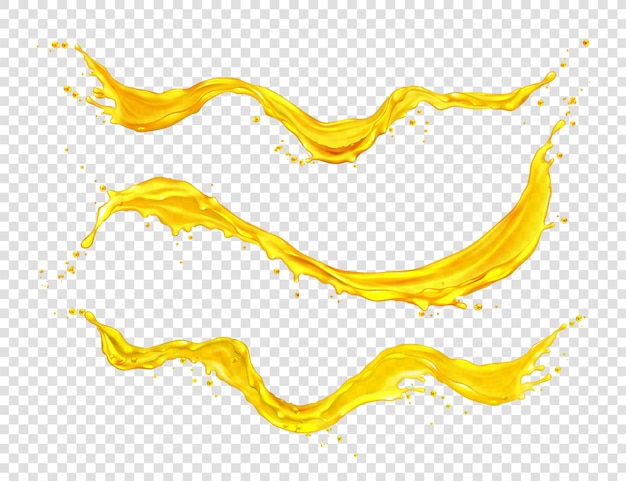 Free Vector orange juice splashes, horizontal streams set