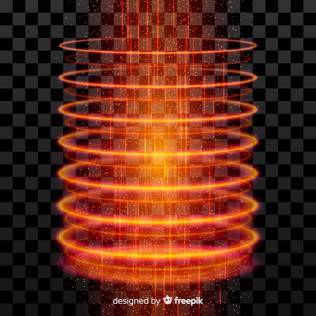 Orange light portal effect on transparent background