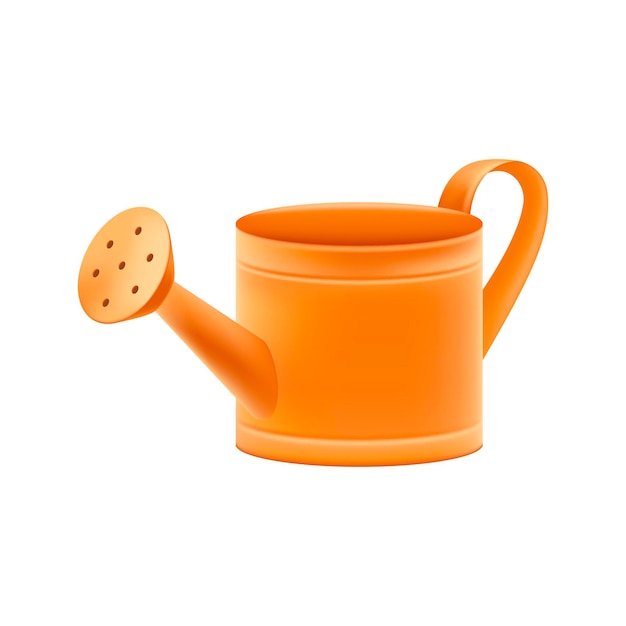 Free Vector orange metal watering can for gardener or farmer 3d illustration. container or equipment for watering crops and vegetables in 3d style on white background. farming, gardening, cultivation concept